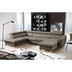 Venesetti - canapé d'angle en cuir italien de luxe 7 / 8 places astonia, taupe, angle gauche - taupe Venesetti - canapé d'angle en cuir italien de luxe 7 / 8 places astonia, taupe, angle gauche - taupe
