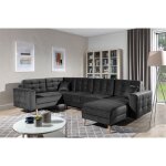 Venesetti - canap panoramique convertible - asma velours - en tissu de qualit 5 places, gris anthracite, ...