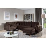 Venesetti - canap panoramique convertible - asma velours - en tissu de qualit 5 places, marron fonc, ...