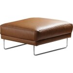 Venesetti - pouf spencer en tout cuir italien haut de gamme vachette, coloris cognac - marron cognac