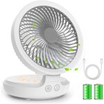 Ventilateur de bureau usb, ventilateur de table silencieux portable rechargeable avec veilleuse, ventilateur ...