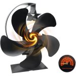 Ventilateur poele � bois 5 pales, ventilateur cheminee silencieux avec thermom�tre, ventilateur de po�le ...