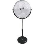 Edm - ventilateur sur pied industriel a base circulaire chrome / noir puissance: 120w pales : 50cm hauteur ...