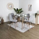 Verana - pack table en verre + 4 chaises gris chin� clair