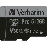 Verbatim carte microsd pro, u3, 4k, 512gb