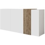 Veriaffari. it - buffet 3 portes venezia - blanc laqu brillant et chene cadiz - l 181 x p 44 x h 84 ...