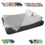Vivezen - vritable fouta tunisienne 1m x 2m tissage  plat 100% coton 380g - horizon - lin et noir
