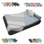 Vivezen - vritable fouta tunisienne 1m x 2m tissage  plat ou nid d'abeille 100% coton 380g - gris clair ...
