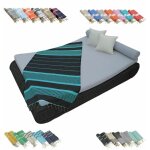 Vritable fouta tunisienne 1m x 2m tissage  plat ou nid d'abeille 100% coton 380g - gris fonc et bleu ...