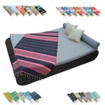 Vivezen - vritable fouta tunisienne 1m x 2m tissage  plat ou nid d'abeille 100% coton 380g - gris fonc ...