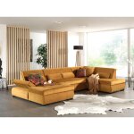 Lisa design - vermont - canap� panoramique d'angle droit - 7 places - xxl - en velours - jaune