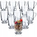 Verres  caf de 300 ml avec poignes et pieds, tasses transparentes idales pour irish coffee, latte ...