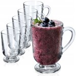Verres  caf de 300 ml avec poignes et pieds, tasses transparentes idales pour irish coffee, latte ...