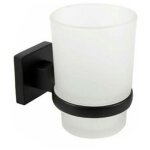 Verre avec support porte - brosse � dents salle de bain mural home noir 02101