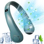 Vert ventilateur sans col � lame portable, affichage num�rique � 5 vitesses, grande capacit� 3000mah, ...