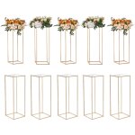 Mophorn - vevor 10pcs support de fleurs de mariage 80 cm porte - fleurs metal dore centre de table mariage ...