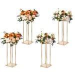 Mophorn - vevor 4pcs support de fleurs de mariage 60 cm porte - fleurs metal dore centre de table mariage ...