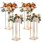 Mophorn - vevor 4pcs support de fleurs de mariage 80 cm porte - fleurs metal dore centre de table mariage ...