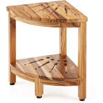Vevor banc de douche deangle, hauteur 43 cm, rayon 30, 5 cm, tabouret en teck, capacite de charge 136 ...