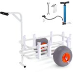 Mophorn - vevor chariot de peche de plage capacite de charge 136, 07 kg chariot avec 8 supports de canne ...