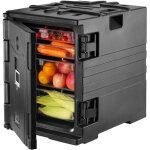 Vevor conteneur isotherme 90l, boite de transport en lldpe a chargement frontal, avec poignees et double ...