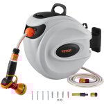 Enrouleur tuyau arrosage mural 35 m x 12 mm support pivotant 180 devidoir de tuyaux deeau buse a 9 modeles ...