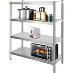 Vevor etageres inox de rangement de cuisine capacite de charge lourde 150kg table a epices a 4 niveaux ...