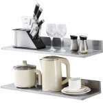 Vevor etagere murale 2pcs 762x218x85 mm tablette flottante en acier inoxydable avec dosseret charge max. ...