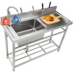 Mophorn - vevor evier cuisine utilitaire commercial en acier inoxydable, petit evier autoportant cuve ...