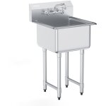 Mophorn ? �vier de pr�paration en acier inoxydable 45, 7x45, 7 cm ? �vier commercial avec robinet rotatif ...