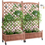 Mophorn - vevor jardiniere avec treillis, lot de 2 lit de jardin surelevee 75x33x156 cm bac a fleur exterieur ...