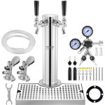 Vevor kit colonne a biere double robinet, distributeur de biere boisson en acier inoxydable, tireuse ...