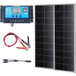Vevor kit panneau solaire monocristallin 200 w panneaux solaires 2pcs + controleur de charge module pv ...