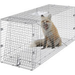 Vevor piege pour animaux vivants 1270x508x660 mm cage trappe chat pliable fil de fer galvanise sans cruaute ...