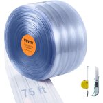 Mophorn - vevor rideau a laniere pvc, 2286x20cm rideau lamelles transparent bande plastique nervuree ...