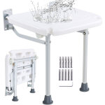 Vevor - siege de douche pliable en pe, 40x37, 5 cm deplie, tabouret de douche a fixation murale, capacite ...