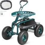 Vevor ? chariot de jardin roulant pivotant 360� ? si�ge r�glable 45 - 54 cm ? capacit� 136 kg ? pneus ...