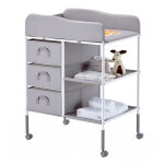 Vevor table a langer portable, plan a langer avec 3 tiroirs en tissu et roulettes verrouillables, meuble ...