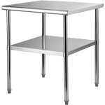Table de travail inox 76 x 76 x 91 cm table de preparation inox 2 niveaux charge 362 kg table de cuisine ...