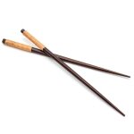 Vhbw - 1 paire de baguettes - chopsticks en bois, design clair anti - glissement, marron