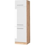 Vicco - armoire pour frigo fame - line, blanc haute brillance, 60 cm
