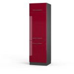 Vicco - armoire pour frigo fame - line, rouge bordeaux haute brillance, 60 cm