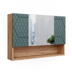 Vicco - armoire de salle de bain avec miroir irma, vert / force de l'or ch�ne, 80. 1 x 55 cm
