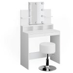 Vicco - coiffeuse ania, blanc, 80 cm avec �clairage led et tabouret