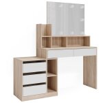 Vicco - coiffeuse anja, blanc / sonoma, 139. 8 cm avec �clairage led