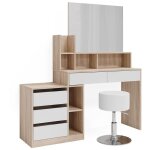 Vicco - coiffeuse anja, blanc / sonoma, 139. 8 cm avec tabouret