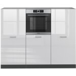 Vicco - bloc cuisine r - line, blanc brillant / anthracite, 180 cm sans plan de travail