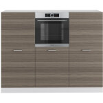 Vicco - bloc cuisine r - line, gris noble / blanc, 180 cm sans plan de travail