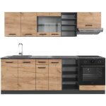 Vicco - cuisine r - line, chêne doré / anthracite, 240 cm sans plan de travail Vicco - cuisine r - line, chêne doré / anthracite, 240 cm sans plan de travail