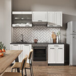 Vicco - cuisine r - line, blanc cottage / anthracite, 200 cm sans plan de travail